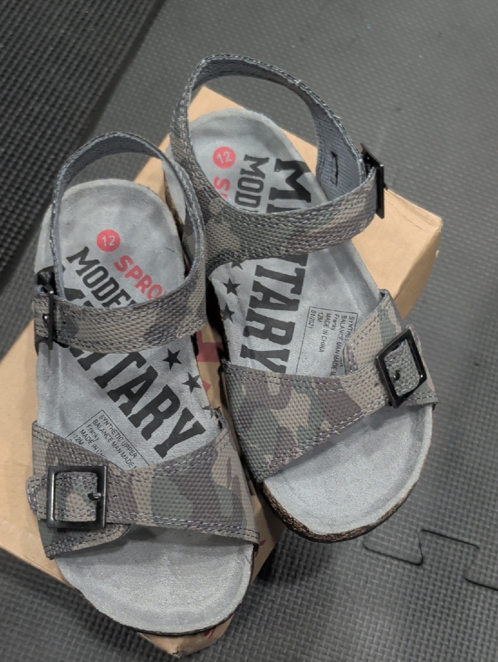 Kids' Camo Strap Sandals - Gray/Olive